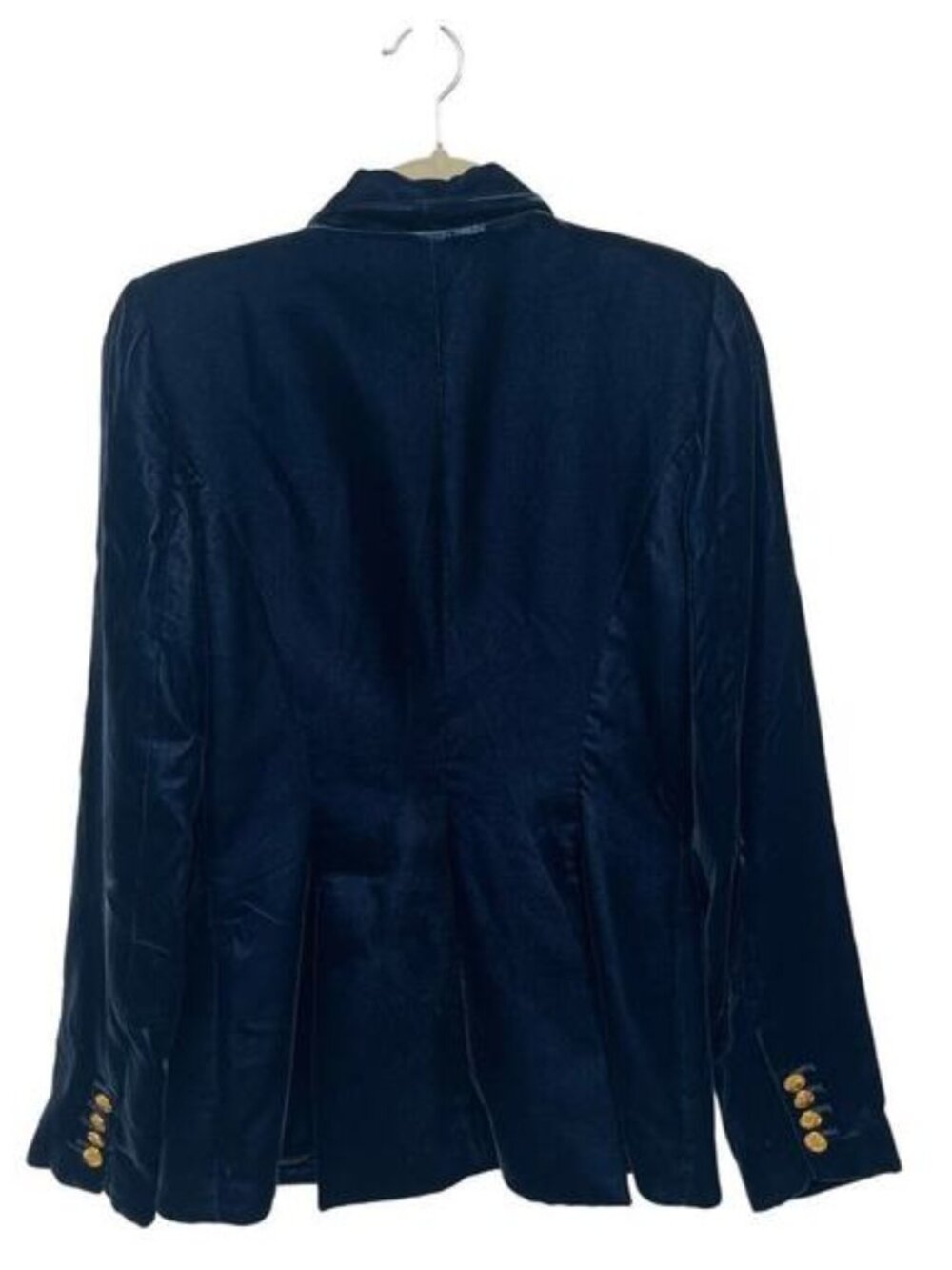 Smythe Sapphire Blue Peaked Lapel Velvet Structured Blazer size 4 - Picture 6 of 11